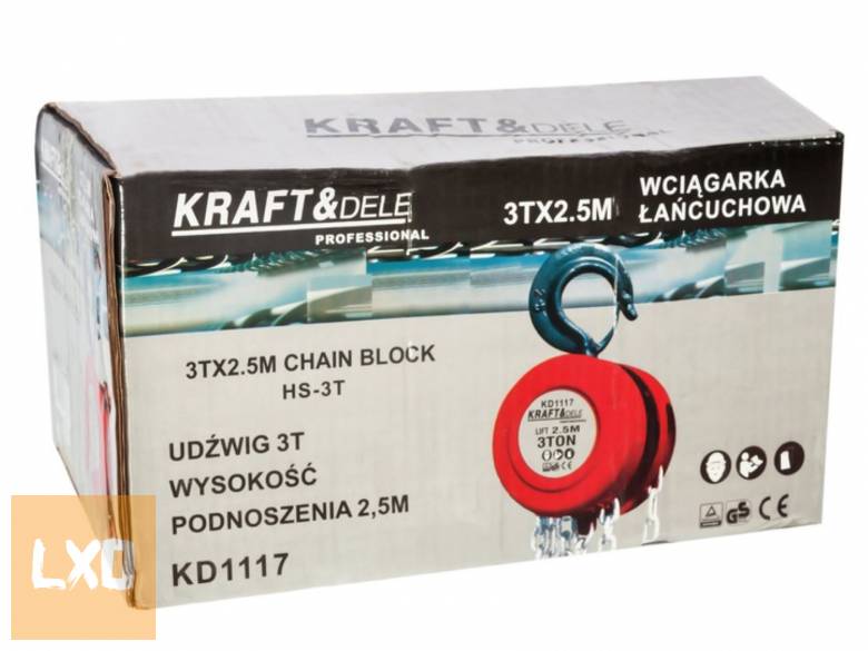Új Kraft&Dele KD1117 láncos emelő, csörlő, Flaschenzug 3T apróhirdetés