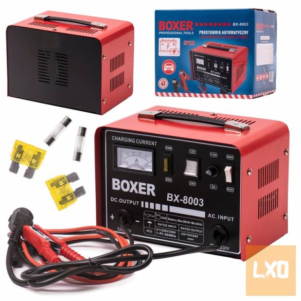 Új Boxer BX-8003 akkumulátor töltő gyorstöltés funkcióval, 12/24V, 30A apróhirdetés