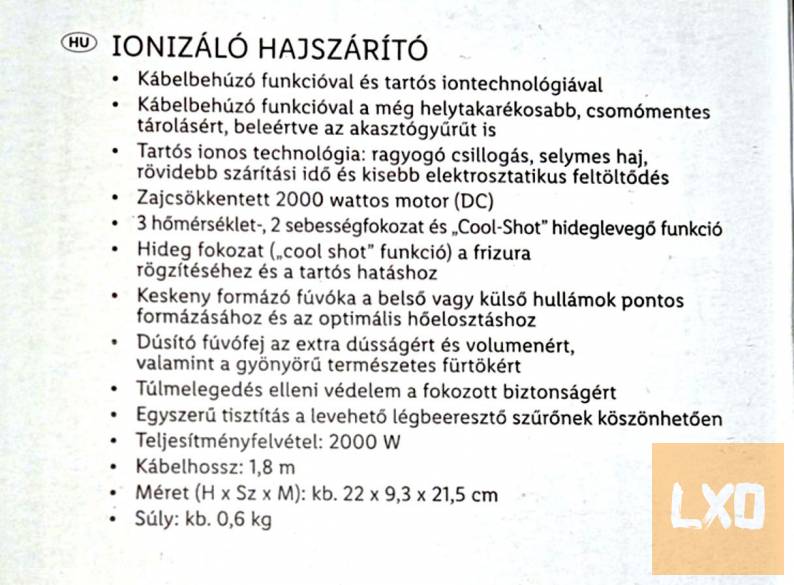 SilverCrest SHTK 2000 A1 ionizáló hajszárító apróhirdetés