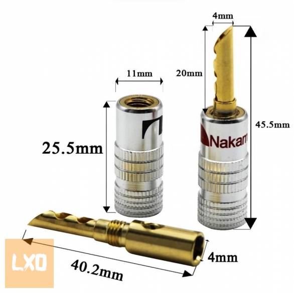 Nakamichi BFA 24K aranyozott 4mm-es banándugó (4 piros, 4 fekete) apróhirdetés