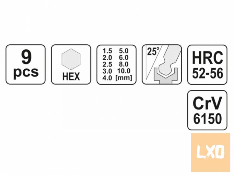 Gömbfejű imbuszkulcs készlet 9 részes, 1,5–10 mm, apróhirdetés