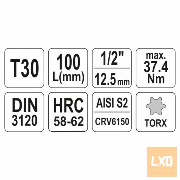 Bithegy dugófejjel T30 1/2" 100 mm hosszú YATO apróhirdetés