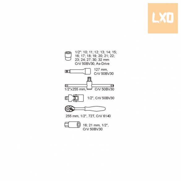 Dugókulcs készlet 24 részes 1/2" 10-32 mm CrV (fiókbetét) YATO apróhirdetés