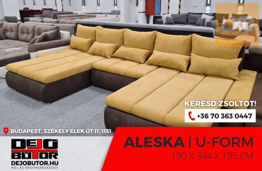 Aleska I. ualak kanapé ülőgarnitúra 195x344x195 cm ágyazható sárga apróhirdetés