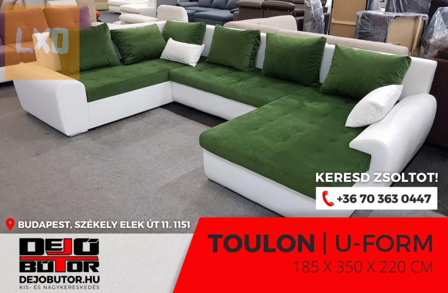 Toulon ualak kanapé ülőgarnitúra 185x350x220 cm zöld ágyazható apróhirdetés