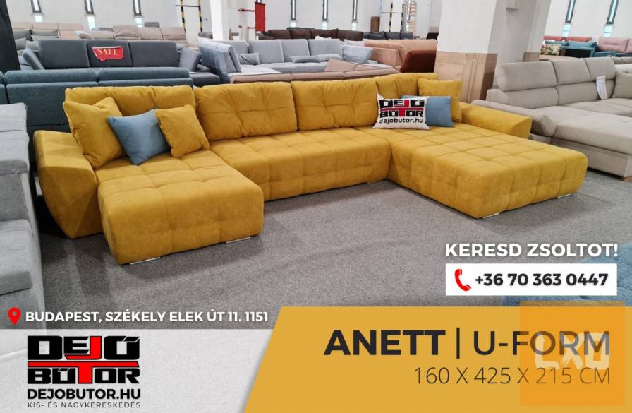 Anett ualak kanapé ülőgarnitúra 160x425x215 cm ágyazható mustár apróhirdetés