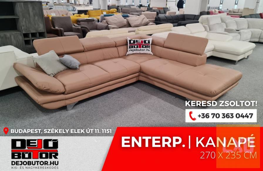 Enterprice valódi bőr sarok kanapé ülőgarnitúra 240x205 cm kapucsínó apróhirdetés
