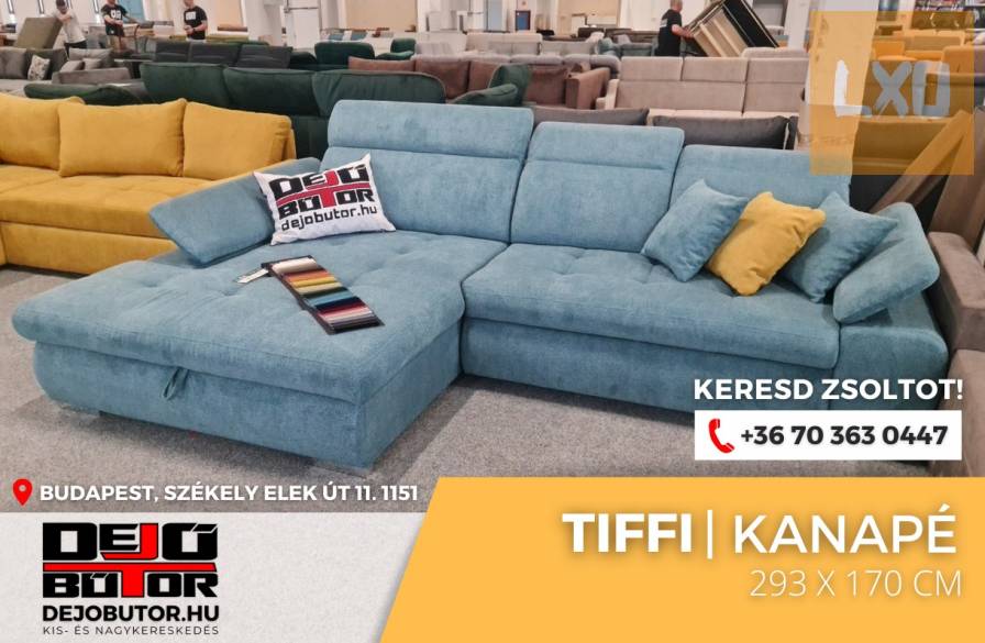 Tiffi sarok kanapé ülőgarnitúra 174x294 cm ágyazható kék ágyneműtartó apróhirdetés