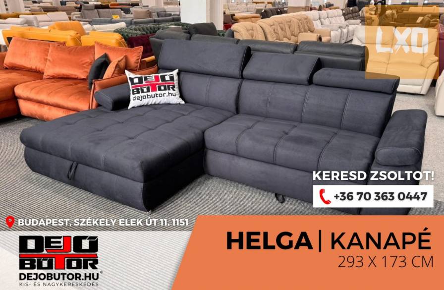 Helga rugós sarok kanapé ülőgarnitúra 293x173 cm ágyazható acél grafit apróhirdetés