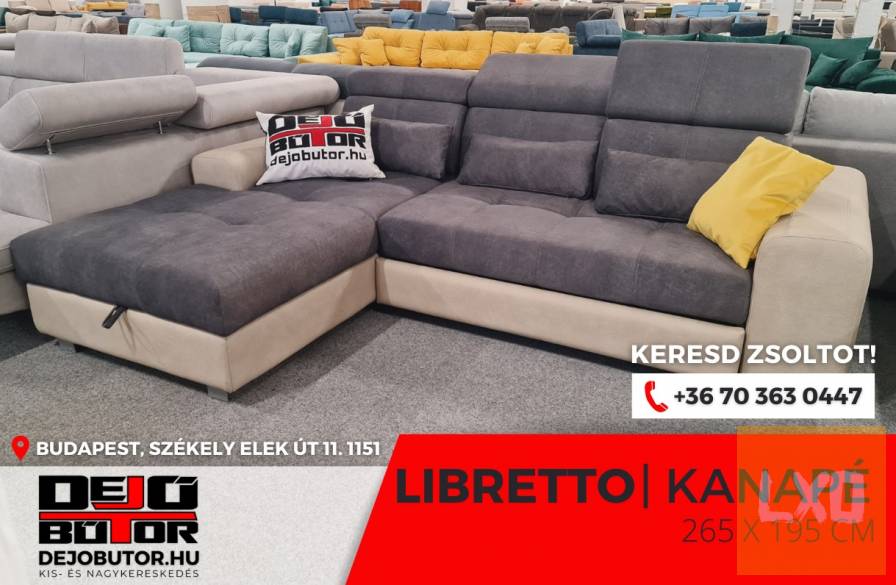 Libretto L sarok kanapé ülőgarnitúra 265x195 cm ágyazható bronz bútor apróhirdetés