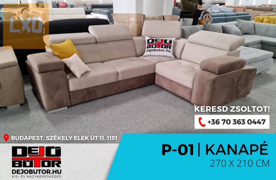 P-01 sarok kanapé ülőgarnitúra 275x175 cm ágyazható bútor drapp apróhirdetés