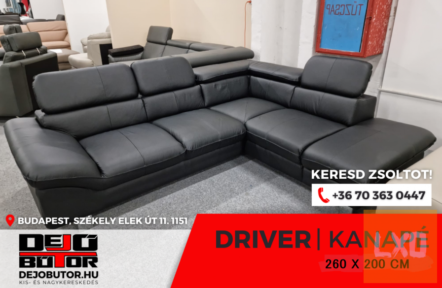 Driver valódi bőr sarok kanapé ülőgarnitúra 260x200 cm black ágyazható apróhirdetés