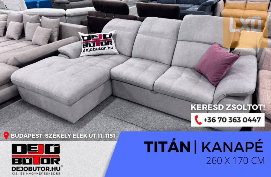 Titán rugós sarok kanapé ülőgarnitúra 260x170 cm ágyazható szürke apróhirdetés