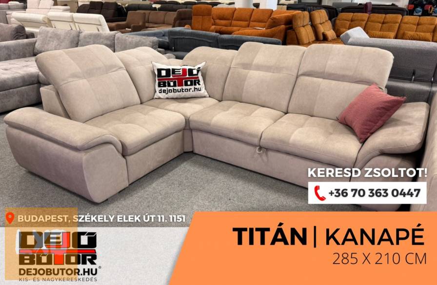 Titán rugós sarok kanapé ülőgarnitúra 285x210 cm ágyazható bézs apróhirdetés