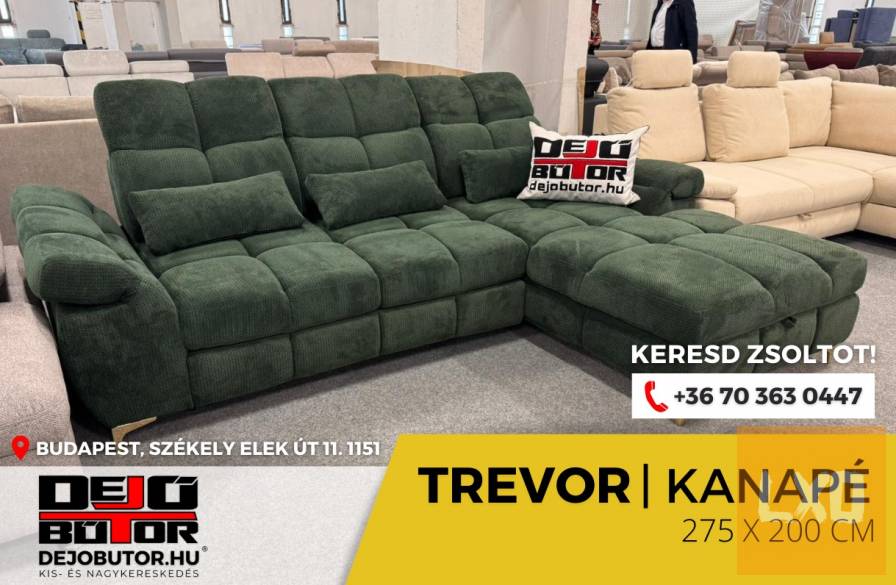Trevor multi relax sarok kanapé ülőgarnitúra 275x200 cm selyem zöld apróhirdetés