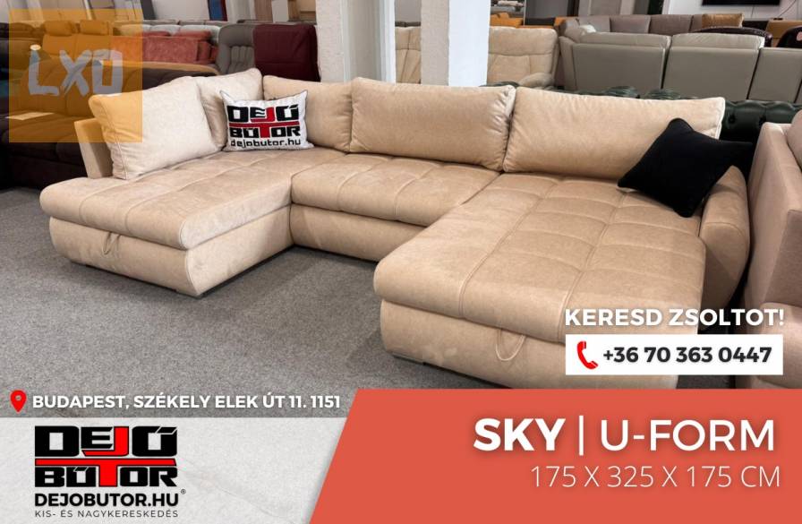 Sky krém sarok kanapé ülőgarnitúra 175x325x175 cm ágyazható uala apróhirdetés