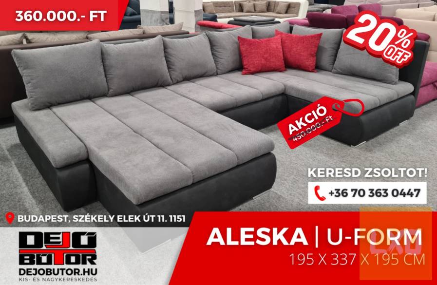 Aleska II grey sarok kanapé ülőgarnitúra 195x335x195 cm ualak apróhirdetés
