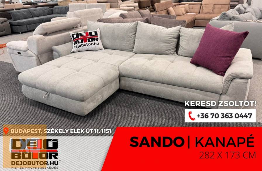 Sando L rugós grey kanapé ülőgarnitúra sarok 282x173 cm ágyazható apróhirdetés