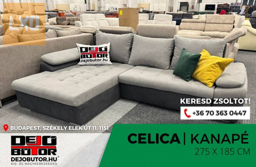 Új Celica grey kanapé ülőgarnitúra sarok 275x185 cm ágyazható apróhirdetés