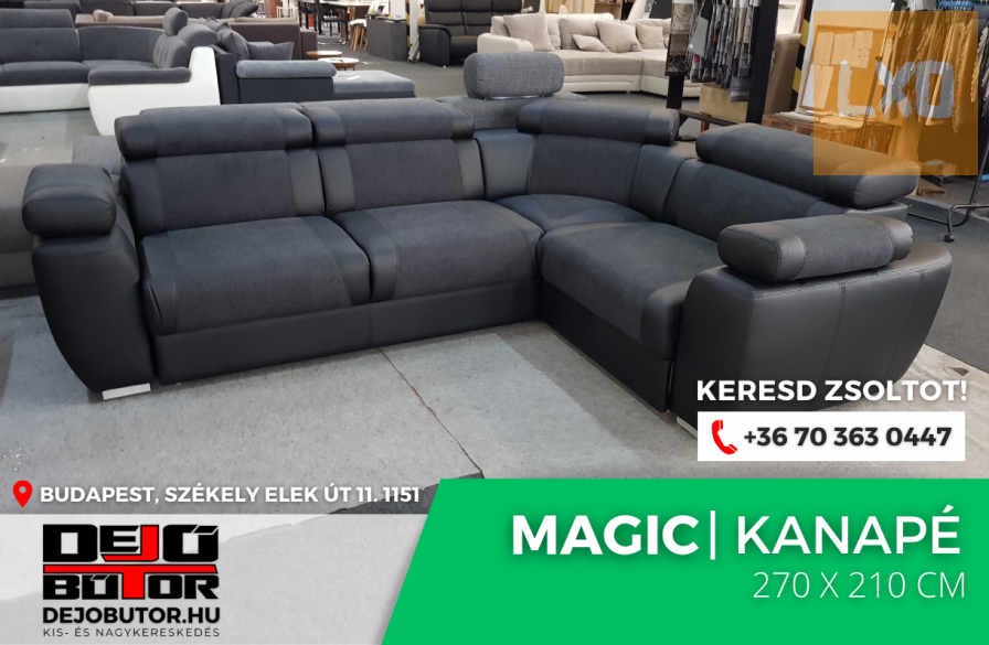 Magic fekete rugós kanapé ülőgarnitúra sarok 280x180 cm ágyazható apróhirdetés