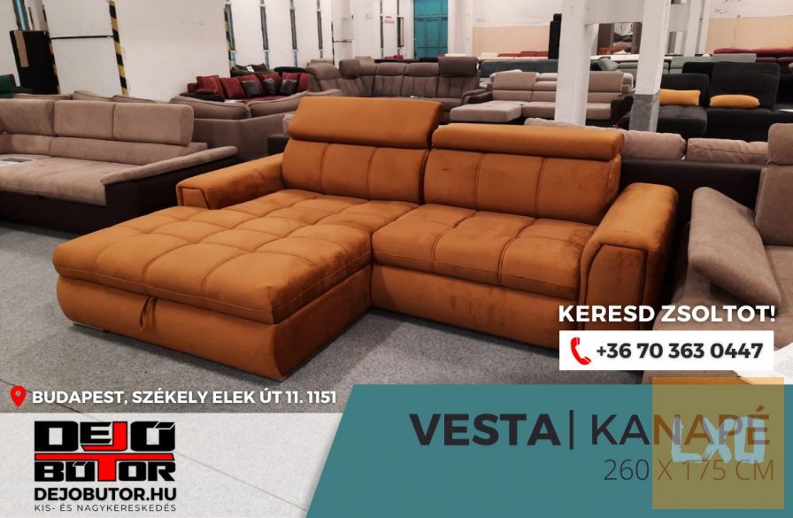 Vesta rugós bronz kanapé ülőgarnitúra sarok 265x175 cm ágyazható apróhirdetés