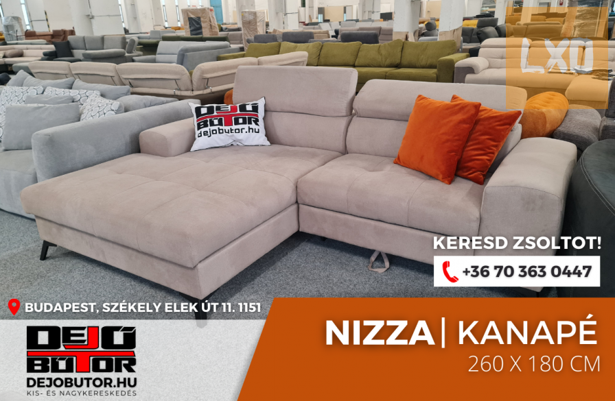 Nizza rugós drapp kanapé ülőgarnitúra sarok 260x180 cm ágyazható apróhirdetés