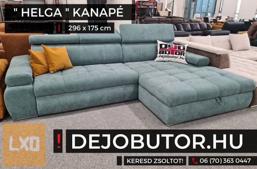 Helga rugós sarok kanapé ülőgarnitúra 296x175 cm ágyazható menta apróhirdetés