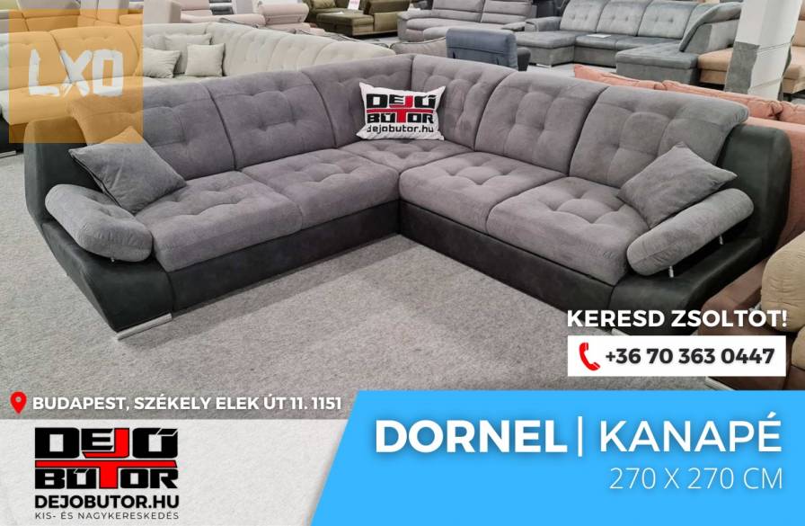 Dornel rugós sarok kanapé ülőgarnitúra 270x270 cm ágyazható grey apróhirdetés