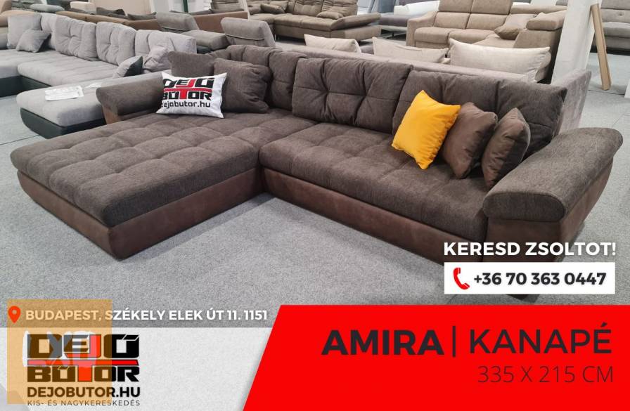 Amira sarok prémium kanapé ülőgarnitúra 335x215 cm szivacsos barna apróhirdetés