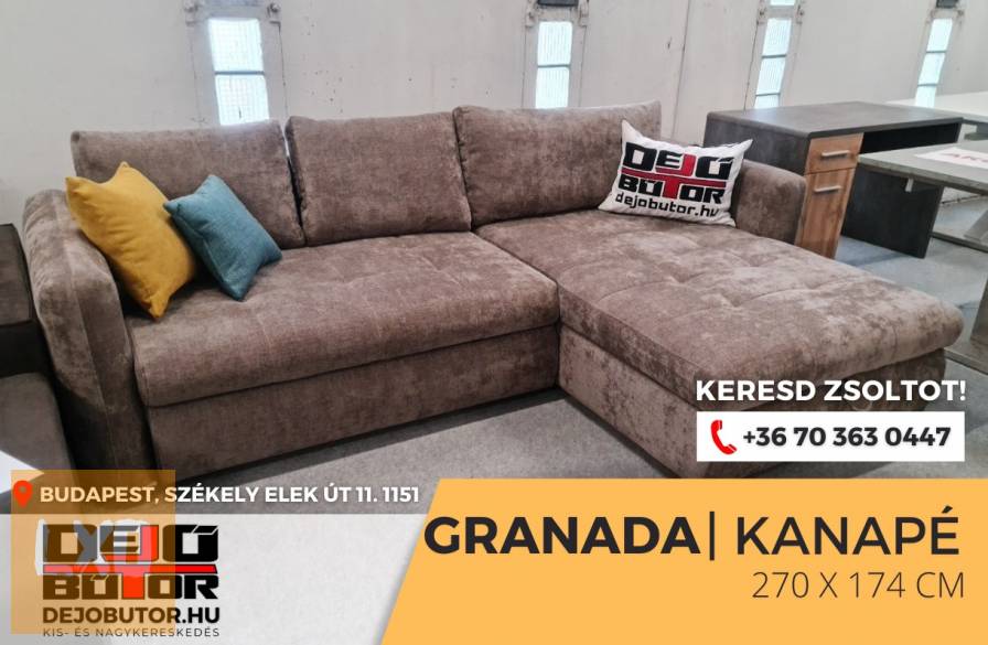 Granada barna rugós kanapé ülőgarnitúra sarok 270x175 cm apróhirdetés