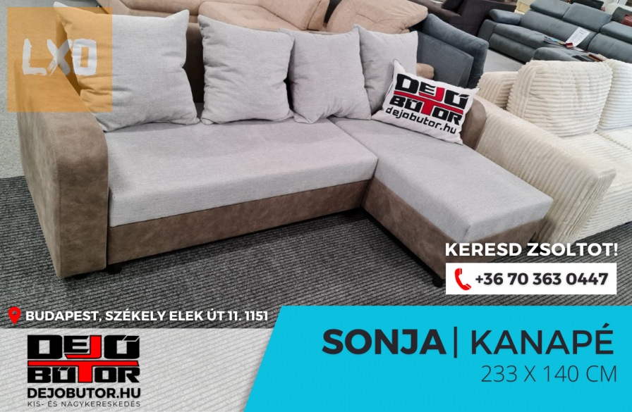 Sonja szürke kanapé ülőgarnitúra sarok 233x140 cm ágyazható apróhirdetés