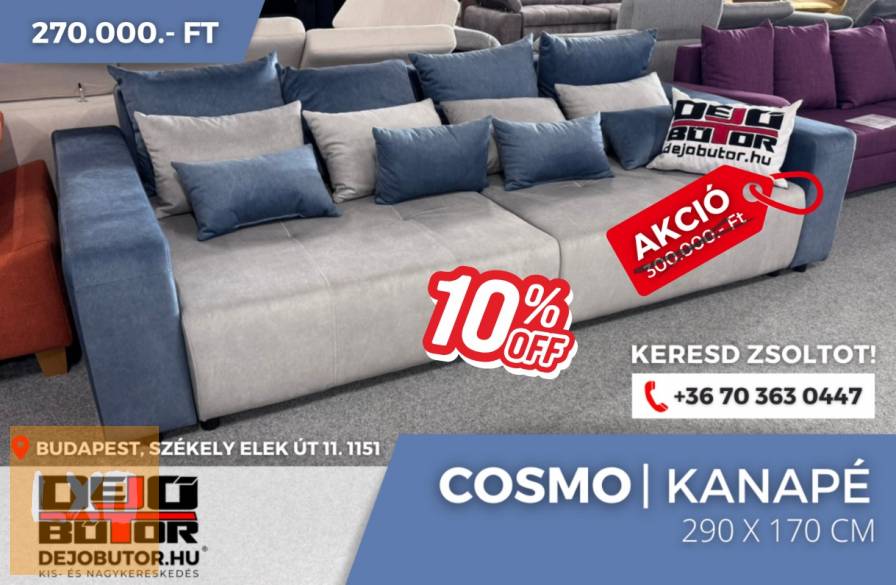 Cosmo kanapé ülőgarnitúra 290x140 cm bútor grey - Blue ágyazható apróhirdetés