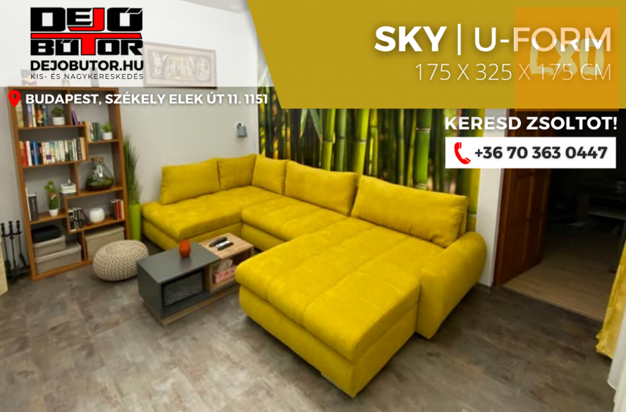 Sky sarok kanapé ülőgarnitúra 175x325x175 cm ualak sárga apróhirdetés