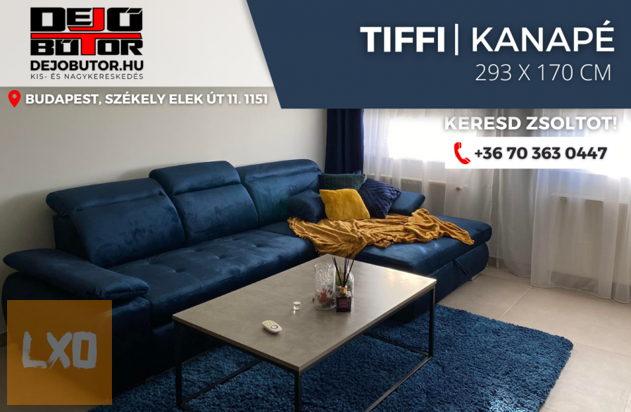 Tiffi kanapé ülőgarnitúra 294x175 cm sarok bútor kék ágyazható apróhirdetés
