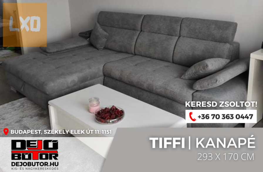 Tiffi kanapé ülőgarnitúra 294x175 cm sarok bútor hamu ágyazható apróhirdetés