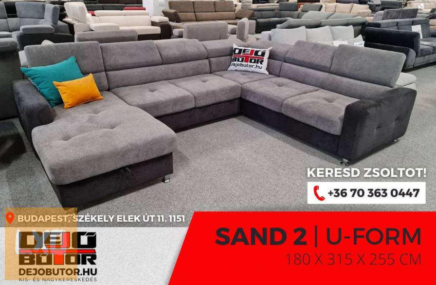Sand 2 grey sarok kanapé ülőgarnitúra 185x315x255 cm ágyazható ualak apróhirdetés