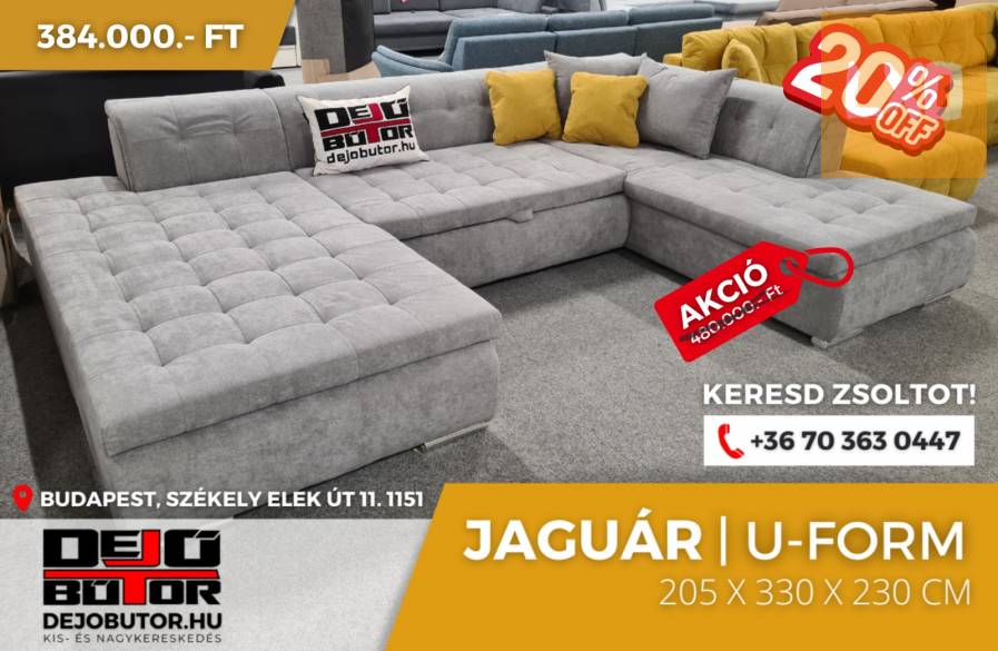 Jaguár szürke sarok kanapé ülőgarnitúra 205x335x235 cm ualak apróhirdetés