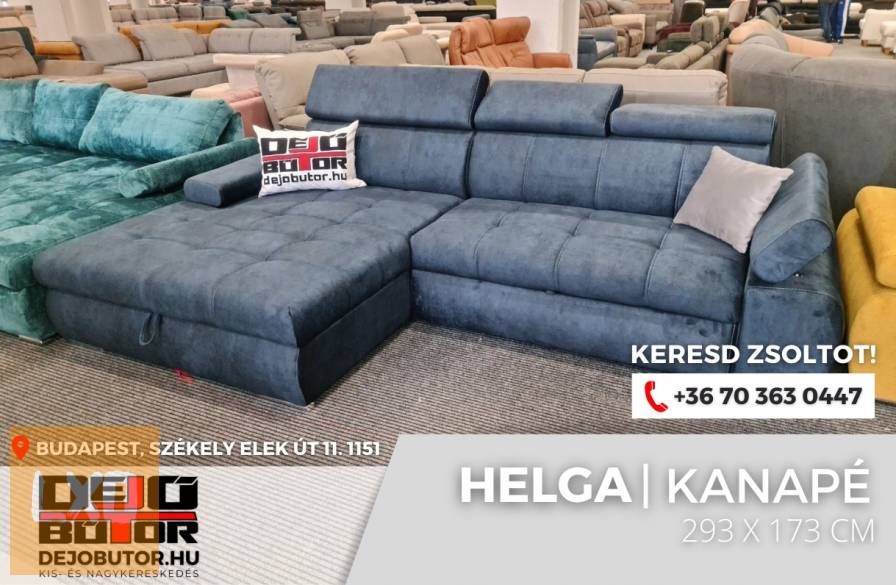 Helga kék kanapé ülőgarnitúra 296x175 cm sarok bútor apróhirdetés