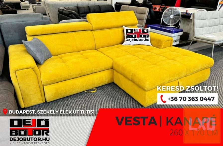 Vesta sárga kanapé ülőgarnitúra 263x175 cm sarok bútor ágyazható apróhirdetés