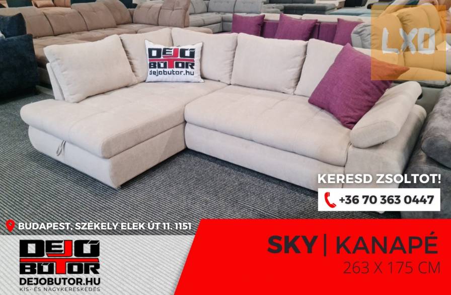 Sky bézs kanapé ülőgarnitúra 265x175 cm sarok bútor ágyazható apróhirdetés