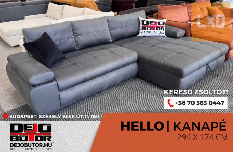 Grey Hello háfalas sarok kanapé ülőgarnitúra 295x175 cm ágyazható apróhirdetés