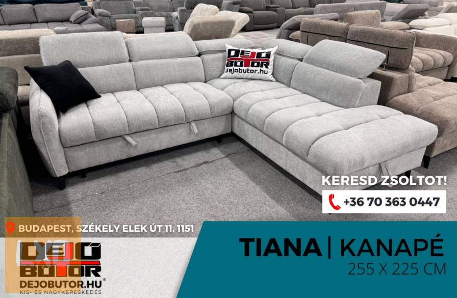 Tiana sarok kanapé ülőgarnitúra 255x255 cm ágyazható grey apróhirdetés