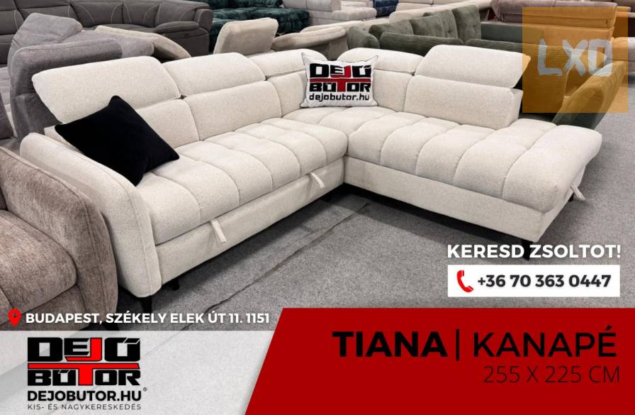 Tiana sarok kanapé ülőgarnitúra 255x255 cm ágyazható fehér apróhirdetés