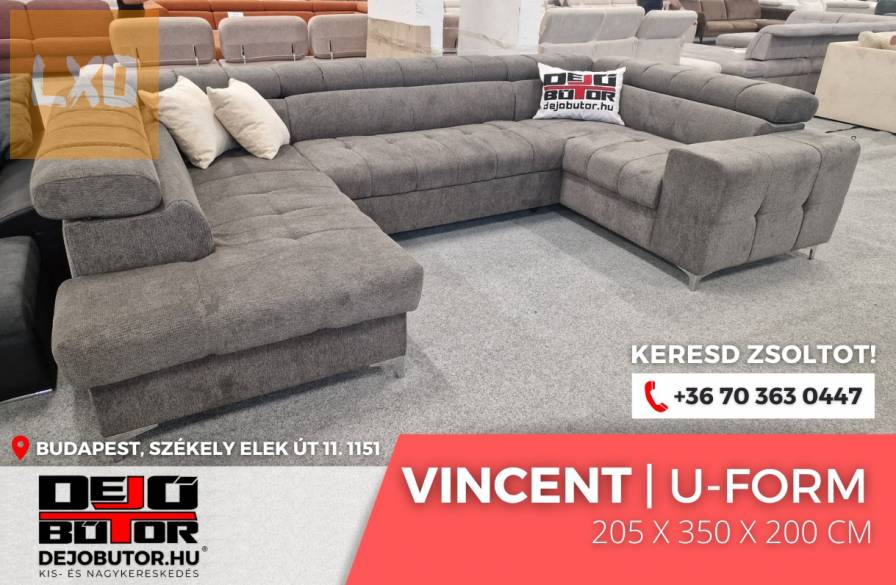 Vincent ualak sarok kanapé ülőgarnitúra 350x205x200 cm ágyazható apróhirdetés