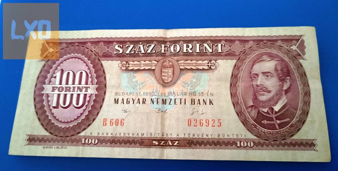 Eladó 1992-es 100 Forint bankjegy – szép állapot – B606 sorozat. apróhirdetés