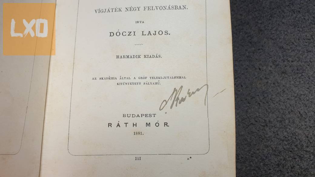 Dóczi Lajos - Csók c. antik könyv eladó, 1881 apróhirdetés