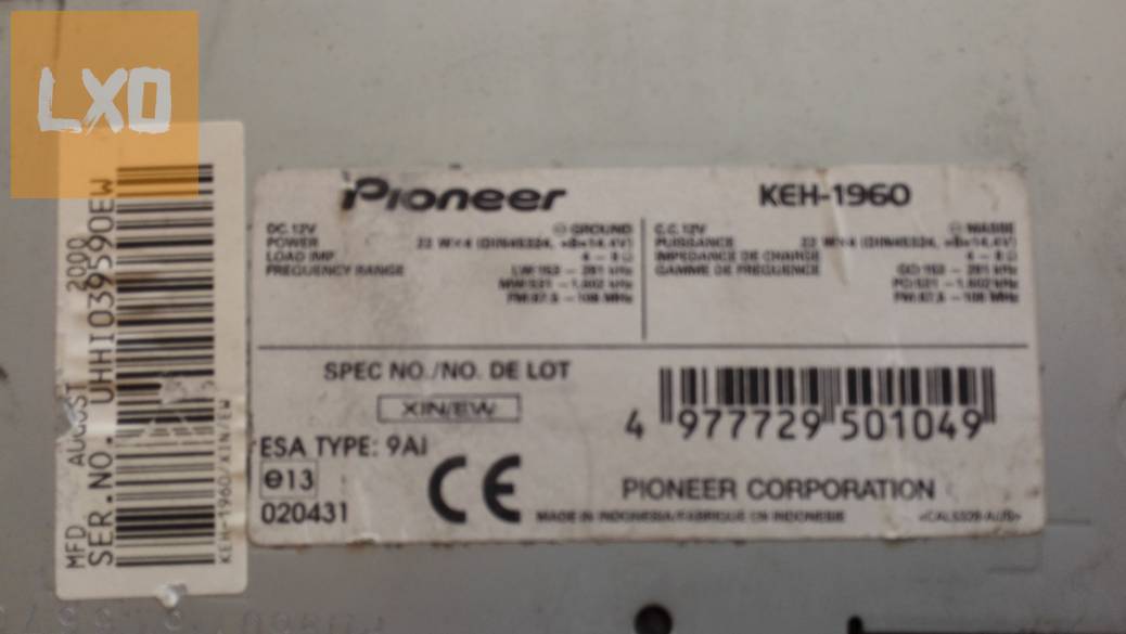 Pioneer KEH-1960 4x40W autórádió apróhirdetés